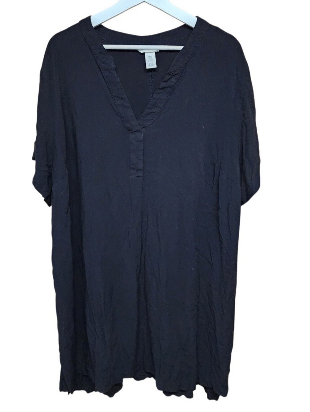 H&M Black Tunic Dress Sz 2X Vacation Coastal Lightweight Casual Midi
